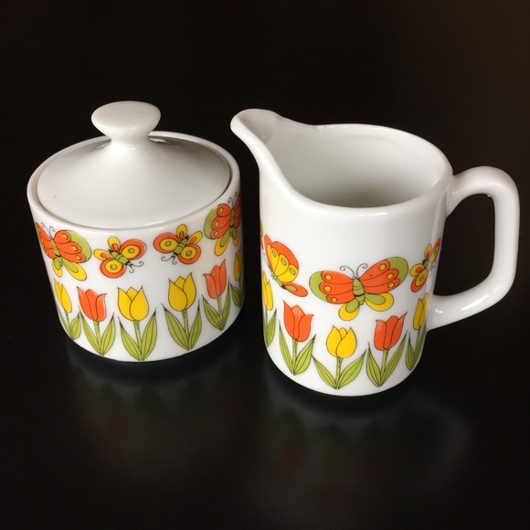 Vintage 1970s cream & sugar set - Picture 1 of 14